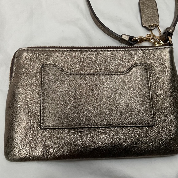 Gold Metallic Coach Wristlet - Picture 2 of 7